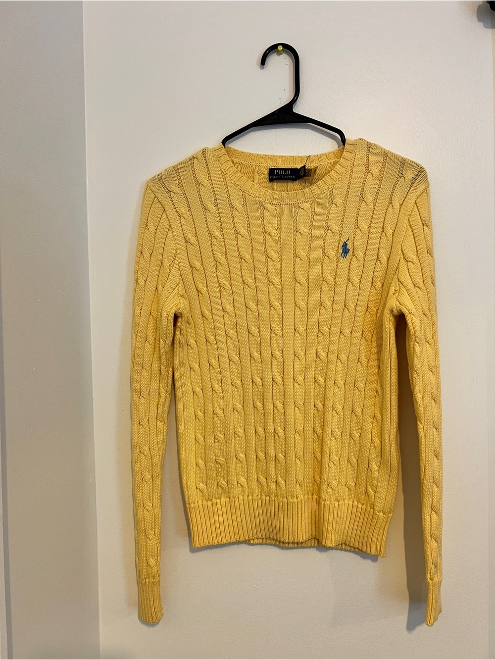 Ralph Lauren Sunny Yellow Cable Knit Crewneck Sweater